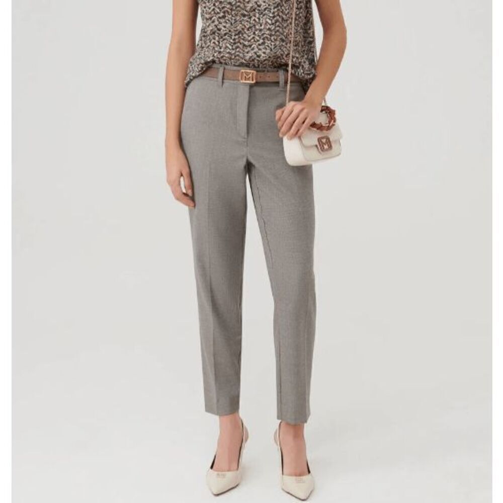 NWT Marella Timoteo Pants Slacks Trousers‎ Gray Cream Houndstooth Size 4